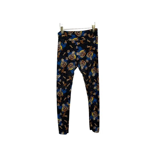 Disney Lularoe OS Tall & Curvy leggings Beast Beauty & the Beast blue geometric - Picture 1 of 7